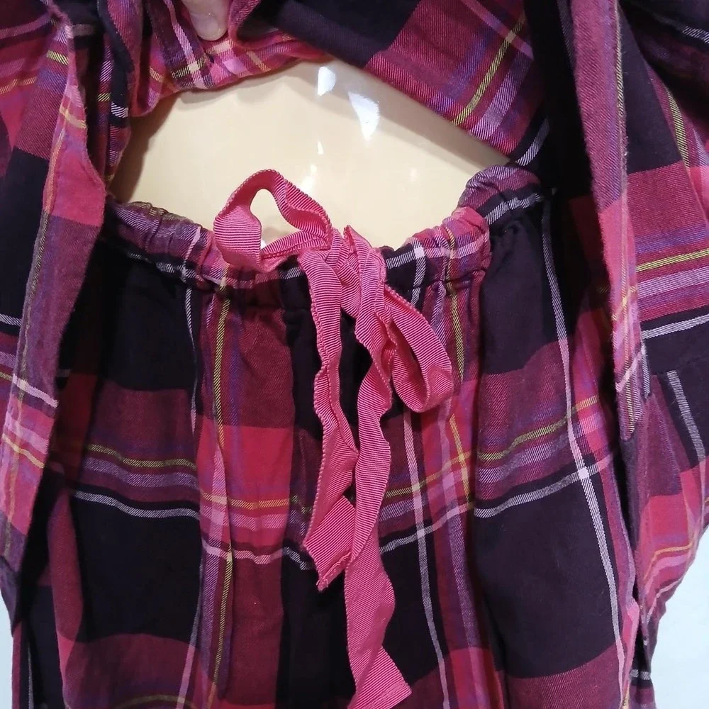 Victoria's Secret Medium Plaid PJ Set 100% cotton long sleeve y2k cute cozy